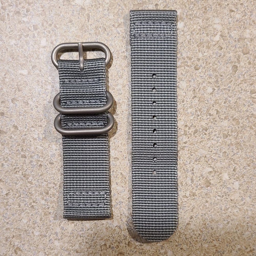 Gray Canvas Military-Style Watch Strap 24mm